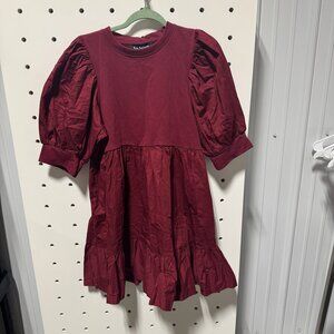 NWT En Saison Maroon mini dress with bell sleeves